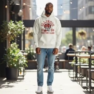 Vintage 1984 Illinois Fighting Illini Roses Hoodie Tee Artex Made USA M